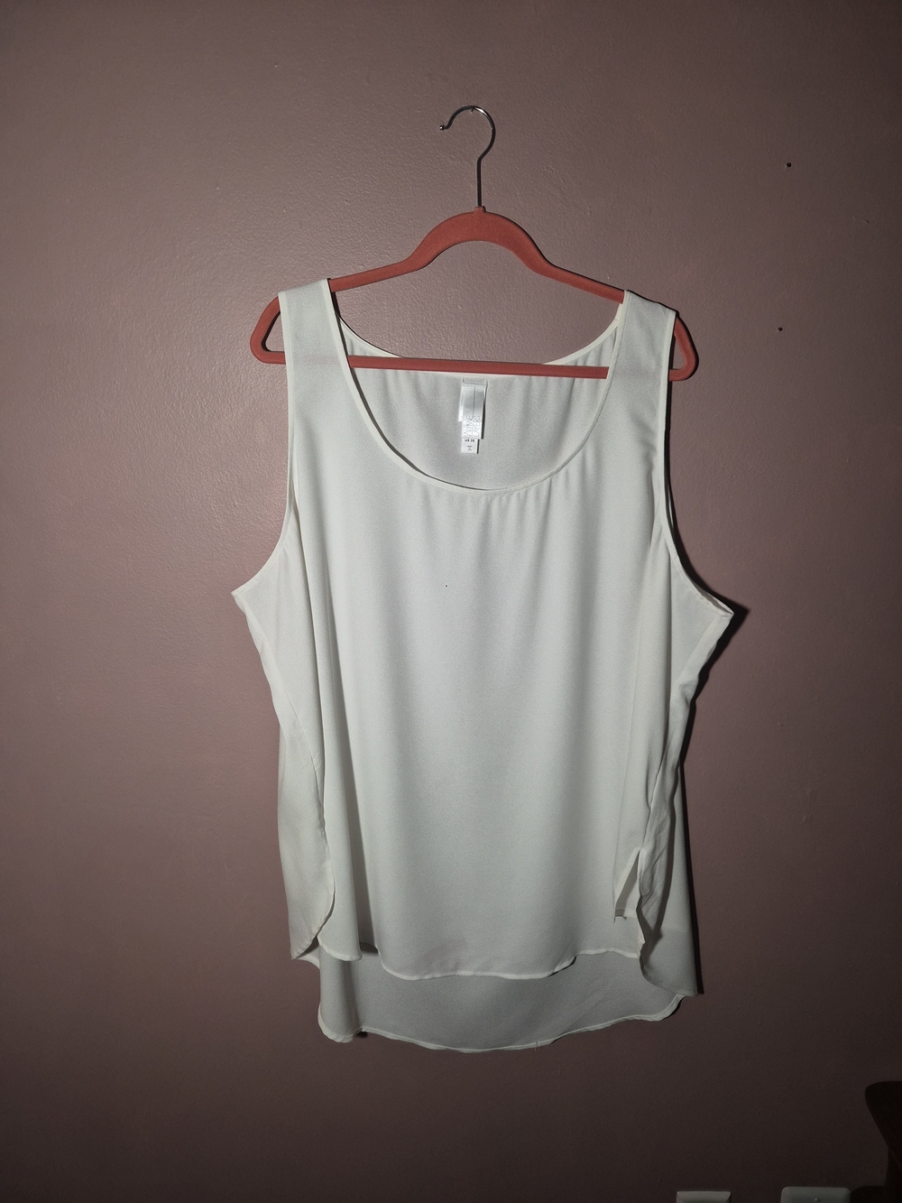 Womens Wynne Layers Tank Top Blouse White Size 3X Layering Spring Summer Basics